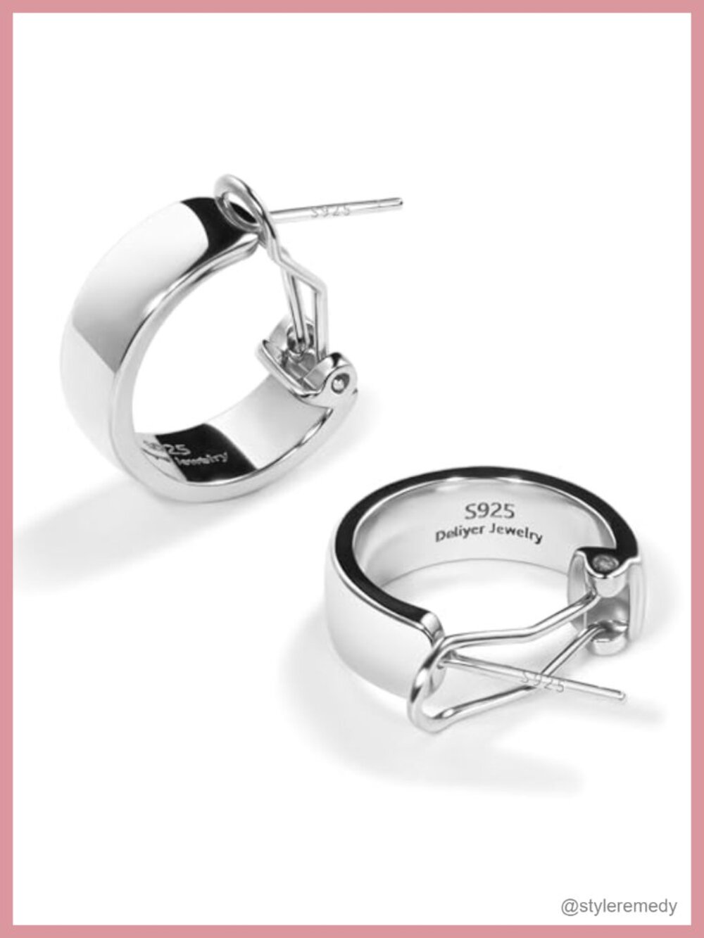 S925 Sterling Silver Huggie Hoop Earrings for Women Plated K Gold